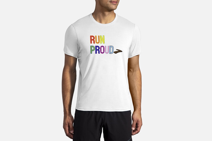 Brooks Men's Distance Graphic Sleeve Tops Run Proud ( TOVPE1348 )